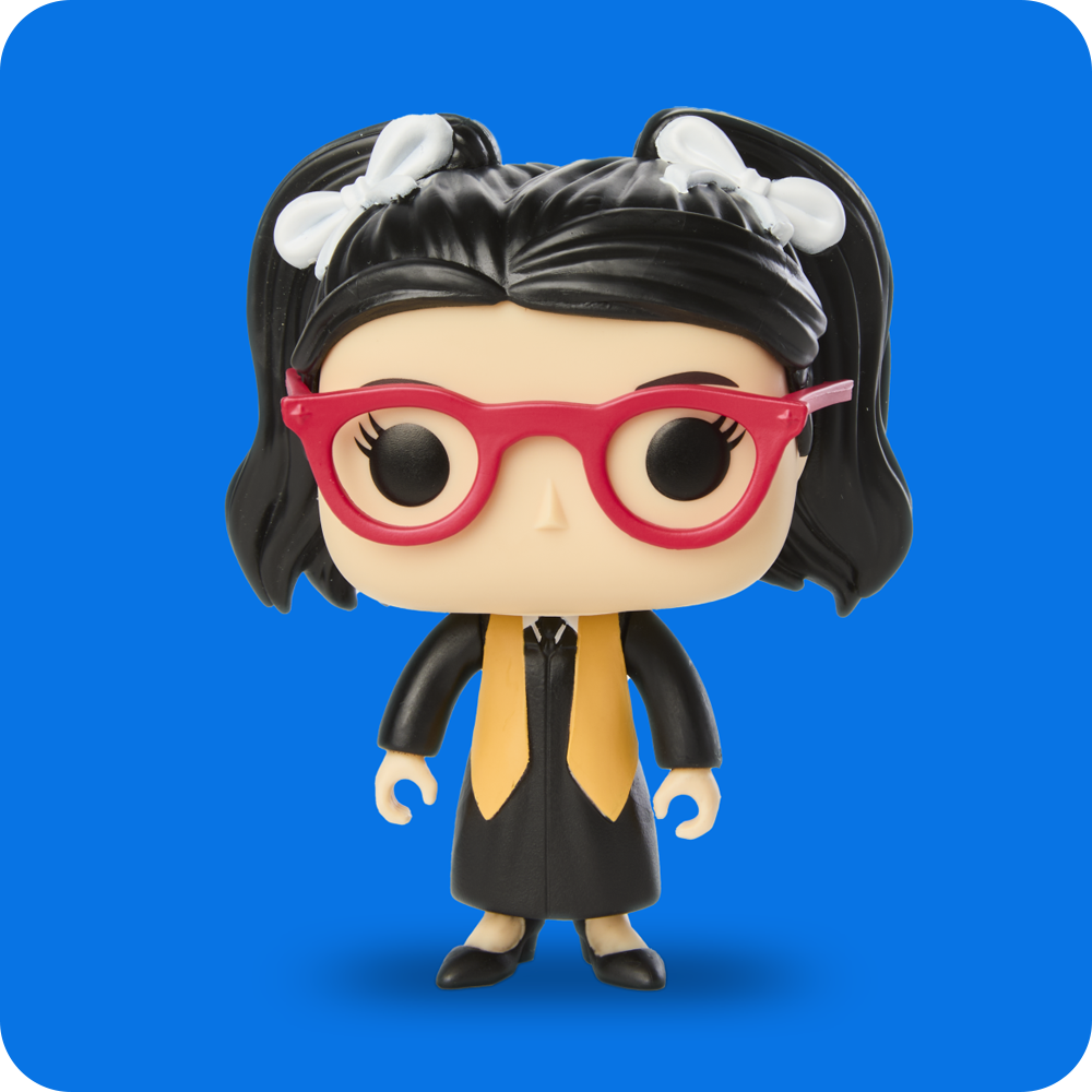Blue background featuring customizable Funko POP! Yourself vinyl figure with grad accessories